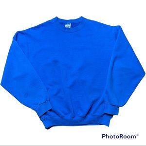 Vintage Jerzees Unisex Electric Blue Crewneck Long Sleeve Sweatshirt Size Medium